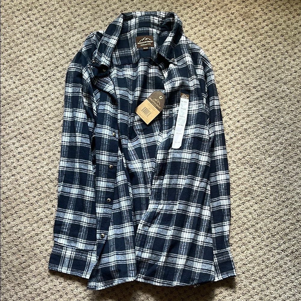 Men's Blue Plaid Casual Button Down flannel shirt